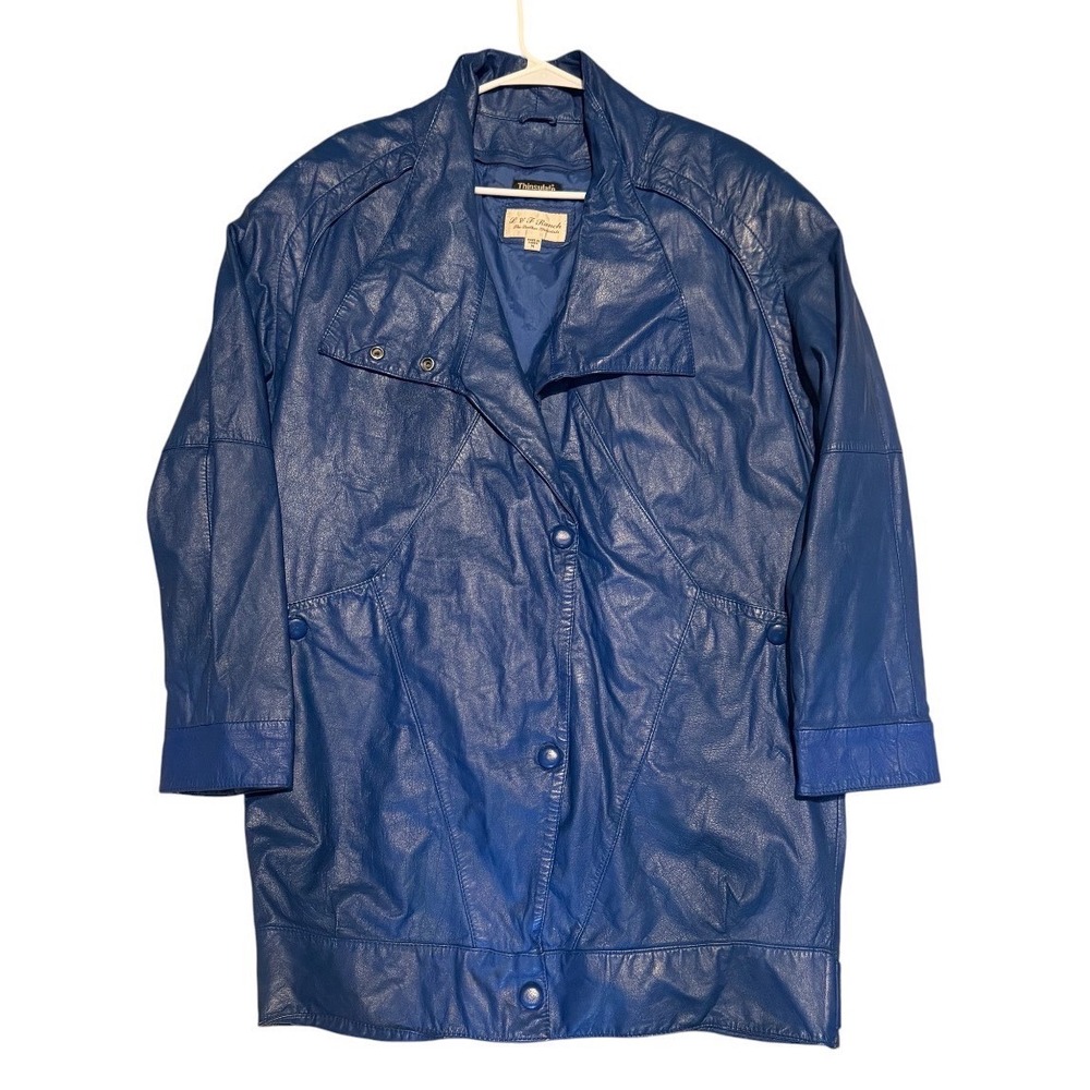 Vintage LVF Ranch Blue Genuine Leather Thinsulate Mid Length Jacket Womens M